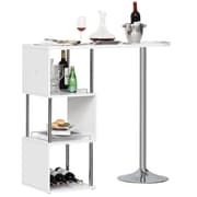 Rootz Bar bord - ståbord - opbevaringsrum - jernstel - vinreol - vippebeskyttelse - 3 niveauer - 113 x 40 x 105 cm - hvid - sølv