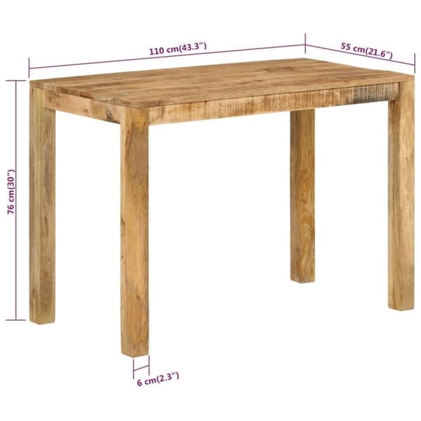 vidaXL spisebord 110x55x76 cm massivt mangotræ