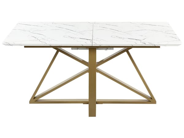 Spisebord Marmoreffekt MDF Guld Metalben 160/200 x 90 cm Udtrækkelig Top Rektangulært Moderne Design