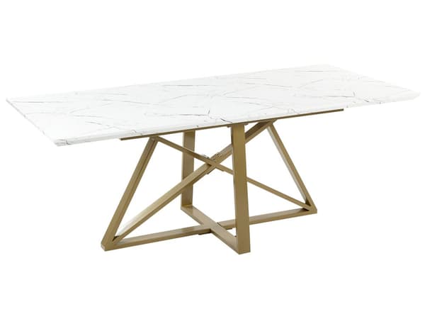 Spisebord Marmoreffekt MDF Guld Metalben 160/200 x 90 cm Udtrækkelig Top Rektangulært Moderne Design
