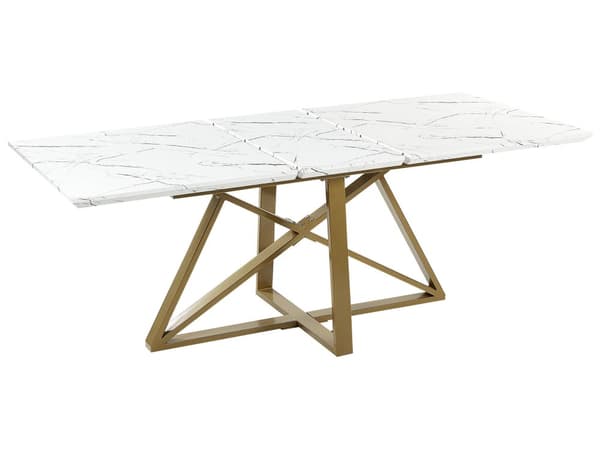 Spisebord Marmoreffekt MDF Guld Metalben 160/200 x 90 cm Udtrækkelig Top Rektangulært Moderne Design