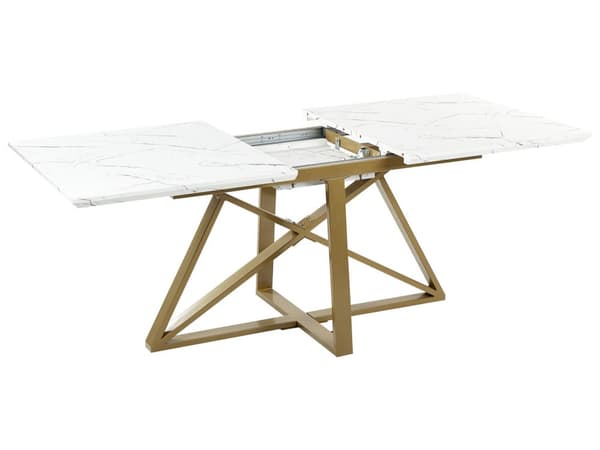 Spisebord Marmoreffekt MDF Guld Metalben 160/200 x 90 cm Udtrækkelig Top Rektangulært Moderne Design