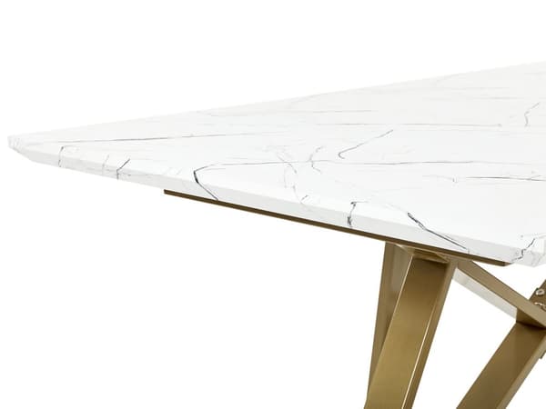 Spisebord Marmoreffekt MDF Guld Metalben 160/200 x 90 cm Udtrækkelig Top Rektangulært Moderne Design