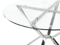 Miniatyrbillede 4 af 5: Rundt Spisebord Glas Hærdet Sølv Metal ø 105 cm 4 Personers Spisestuebord Glasplade Design Krydsben Indretning Spisestue