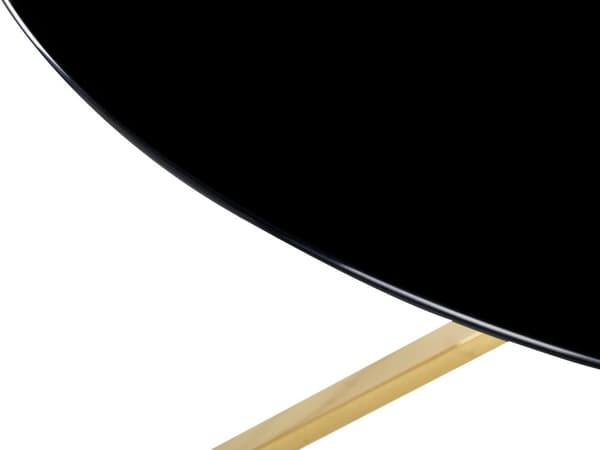 Matbord Svart Guld Genomskinligt och Härdat Glas Metallben ⌀ 105 cm Blank Finish Rektangulär Glamourös Design Kök Matsal