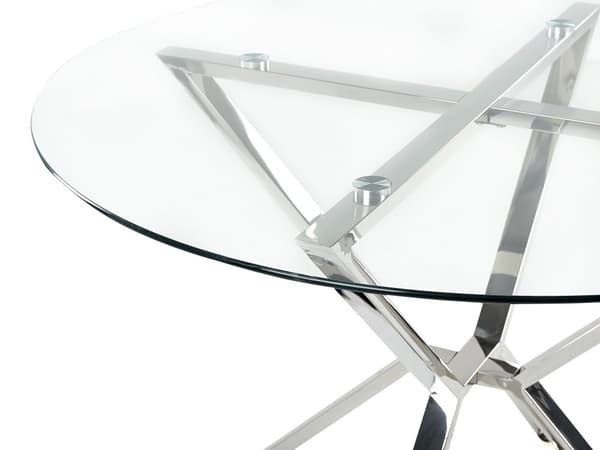 Matbord Silver Genomskinligt och Härdat Glas Metallben ⌀ 105 cm Blank Finish Rektangulär Glamourös Design Kök Matsal