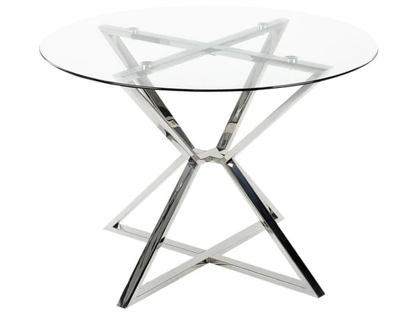 Matbord Silver Genomskinligt och Härdat Glas Metallben ⌀ 105 cm Blank Finish Rektangulär Glamourös Design Kök Matsal