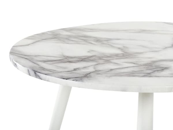 Matbord Marmorfinish och Vit MDF och Bordsben i Metall 120 x 70 cm Glansig finish Oval Glam Matsal Kök
