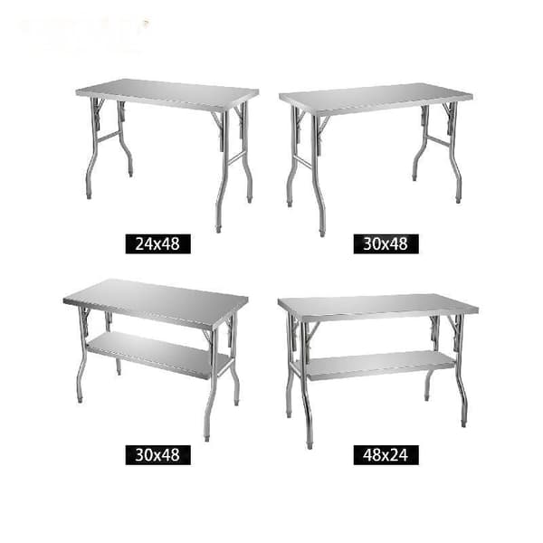 Rustfrit Stål Køkken Arbejdsbord - Robust, Stort Opbevaringsrum, Sammenklappelige Ben 2 shelf 48x24 inch