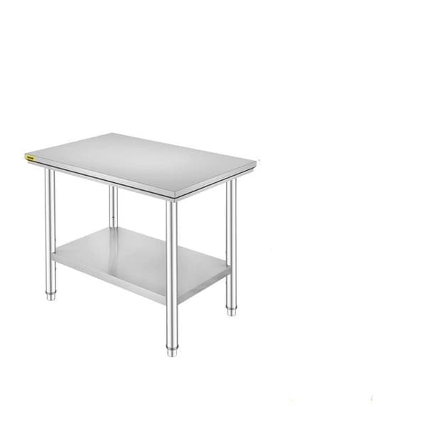 Keittiötyöpöytä - 150 kg kantavuus, säädettävä hylly & jalat - Kestävä ruostumaton teräs 35x24x32 inch 286LBS