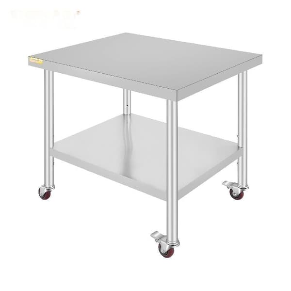 Rostfritt stål köksförberedelsebord - Justerbar hylla, hjul och lastar upp till 100KG-300KG 36 x 24 inch
