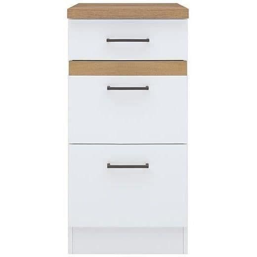 Junona Kitchen Low Furniture 40 cm - 3 lådor + bänkskiva - Brilliant White