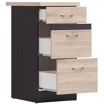 Junona kök låga möbler 40 cm - 3 lådor - bänkskiva - chene sonoma