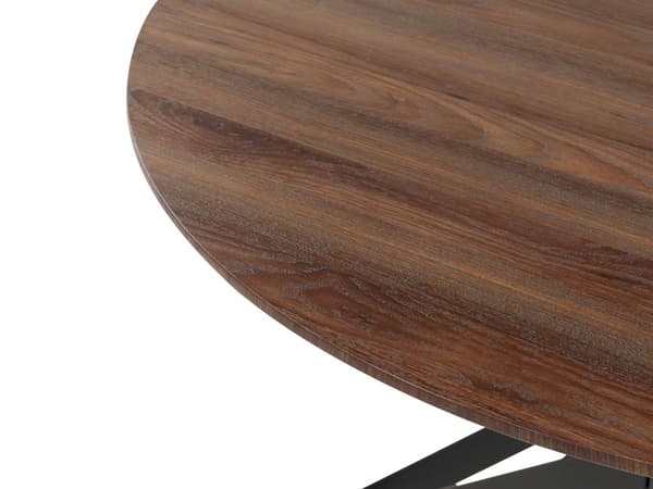 Runt Matbord Mörkt Trä med Svart MDF ⌀ 120 cm Metallben Industriell