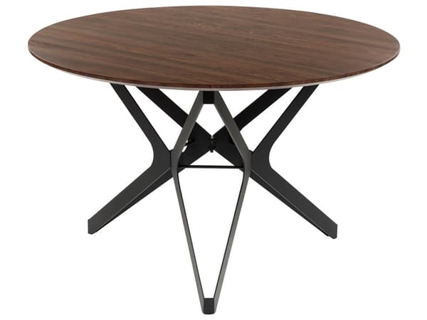 Runt Matbord Mörkt Trä med Svart MDF ⌀ 120 cm Metallben Industriell