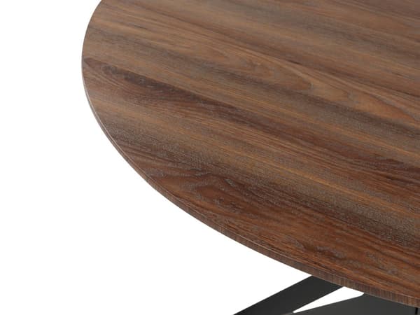 Ruokapöytä tumma puu musta 120 x 76 x 120 cm MDF rauta pyöreä neljälle kuudelle industriaalinen