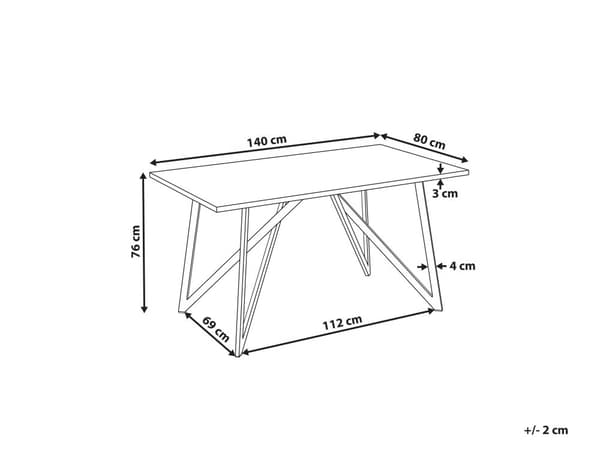 Ruokapöytä musta 140 x 76 x 80 cm MDF rauta neljälle suorakulmainen moderni industriaalinen