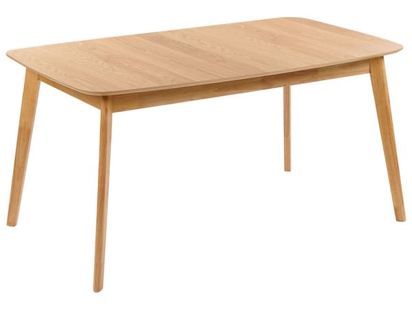 Spisebord i lyst tre 150/190 x 90 cm med uttrekksplate treben skandinavisk minimalistisk stil