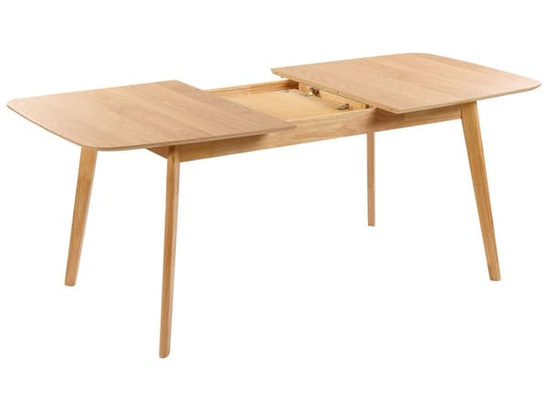 Spisebord i lyst tre 150/190 x 90 cm med uttrekksplate treben skandinavisk minimalistisk stil