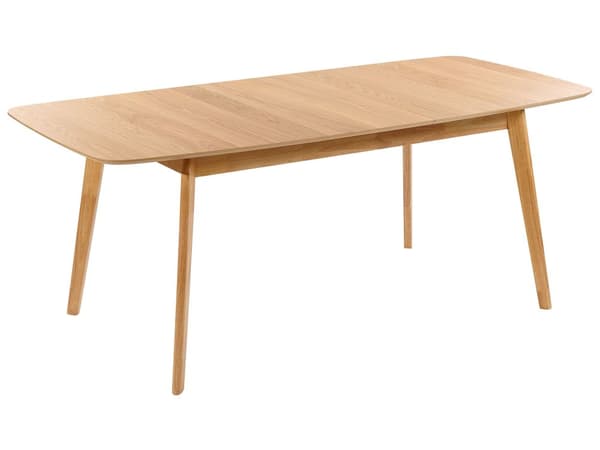 Spisebord i lyst tre 150/190 x 90 cm med uttrekksplate treben skandinavisk minimalistisk stil