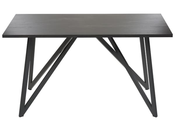 Spisebord Svart MDF 140 x 180 cm Bordplate Metallben 4 sitteplasser Rektangulær Industriell