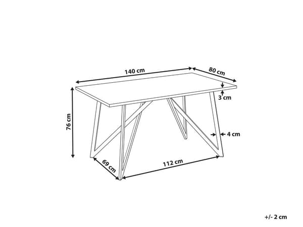 Spisebord Sort MDF 140 x 180 cm Bordplade Metal Ben 4 Personers Rektangulær Industriel Stil