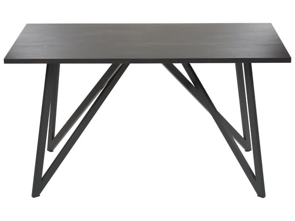 Spisebord Sort MDF 140 x 180 cm Bordplade Metal Ben 4 Personers Rektangulær Industriel Stil