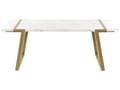 Miniatyrbillede 4 af 7: Spisebord Marmoreffekt MDF 90 x 200 cm Bordplade Metal Guldben Rektangulær Glamourøs Stil