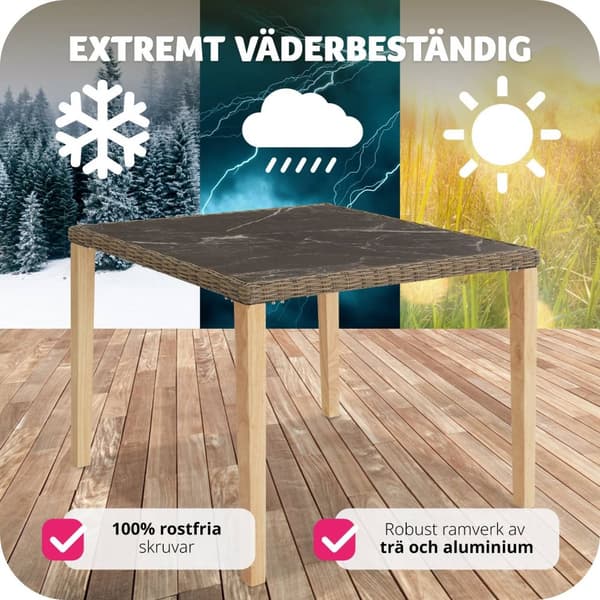 Rottingbord Tarent 93,5x93,5x75cm - natur