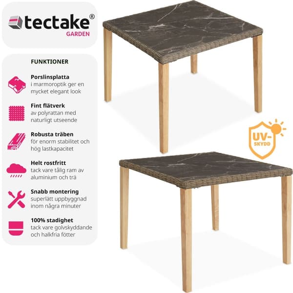 Rottingbord Tarent 93,5x93,5x75cm - natur