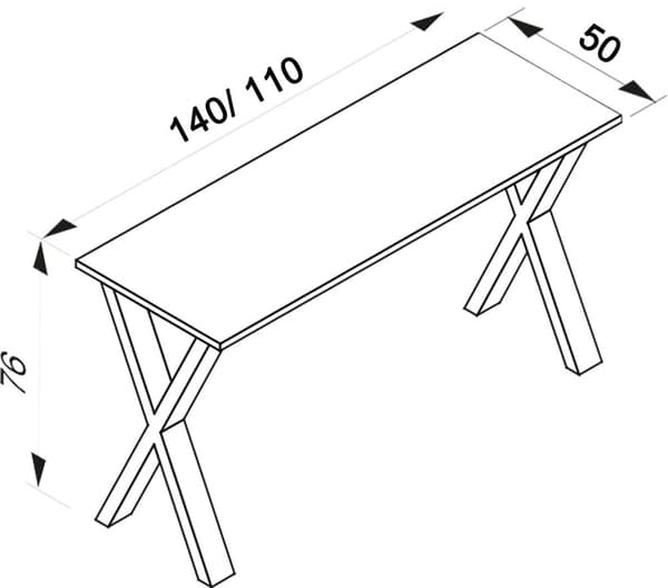 XonaX matbord 140x50cm ek dekor, silverfärgad.