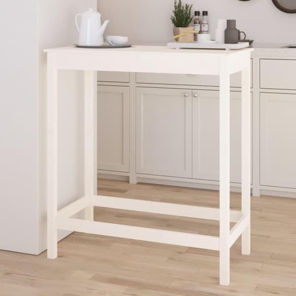 vidaXL Barbord hvit 100x50x110 cm heltre furu