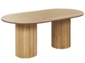 Miniatyrbillede 1 af 7: Spisebord MDF Lyst Træ 180 x 100 cm 6 Personers Moderne Søjlebord Designer Spisebord med Lameller Træbord til Spisestuen