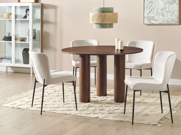 Matbord Mörkt trä MDF Bordsskiva Ben i gummiträ ⌀ 120 cm Modern Rustik stil