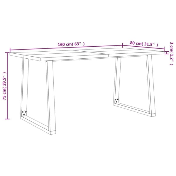 vidaXL Bord med levande kant 160x80x75 cm massivt akaciaträ