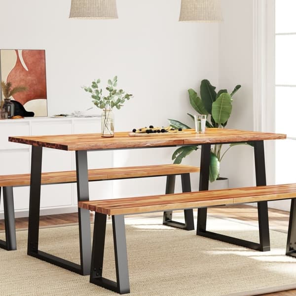 vidaXL Ruokapöytä elävillä reunoilla 160x80x75 cm täysi akasiapuu