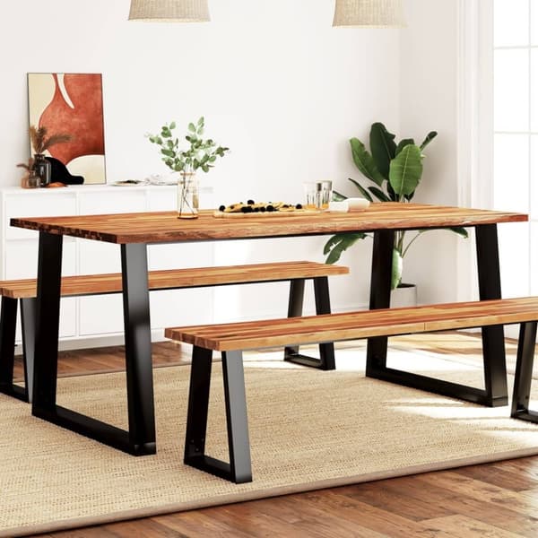 vidaXL Ruokapöytä elävillä reunoilla 180x90x75 cm täysi akasiapuu