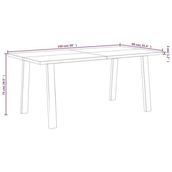 vidaXL spisebord 150x90x75 cm massivt akacietræ