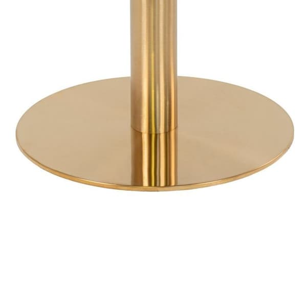 Bolzano Barbord Ø70 cm med marmorlook, ben i mässing, vit.