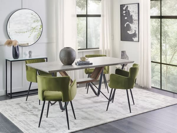 Ruokapöytä harmaa musta 180 x 90 cm MDF-levy rauta suorakulmainen kuudelle betonikuvio industriaalinen