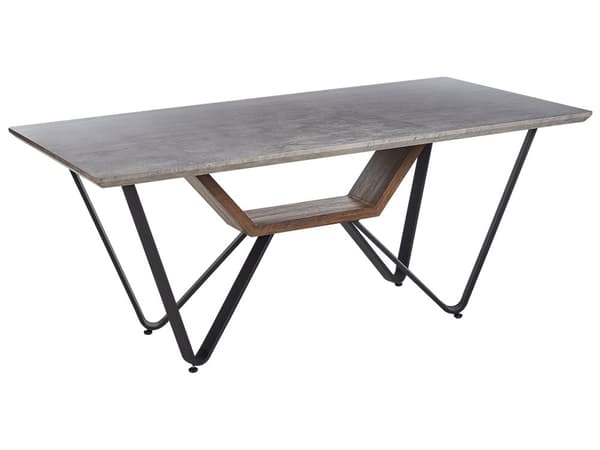 Matbord Grå Svart MDF Järn 180 x 90 cm Betong Effekt 6 Sittplatser Rektangulär Industriell Modern Kök Matsal