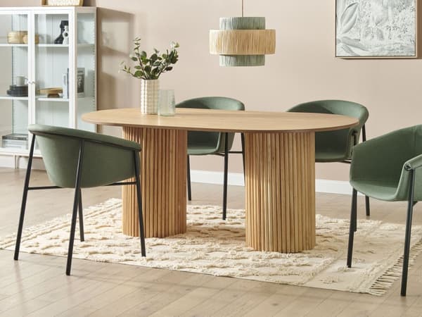 Spisebord Lyst tre MDF 180 x 100 cm Ben i gummitre Oval form Moderne Rustikk Kjøkken Spisestue