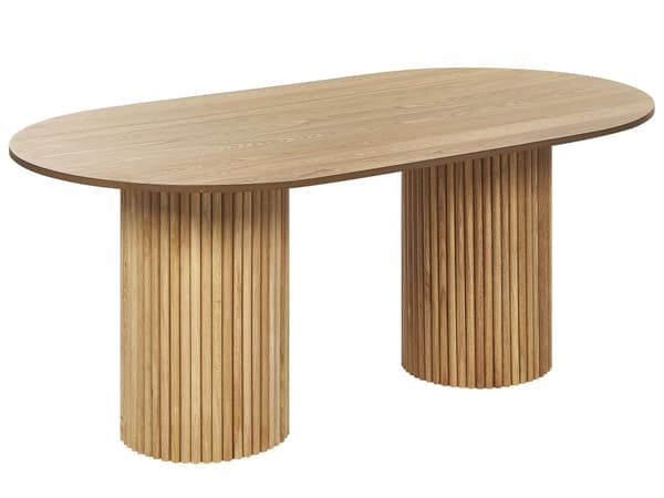 Spisebord Lyst tre MDF 180 x 100 cm Ben i gummitre Oval form Moderne Rustikk Kjøkken Spisestue