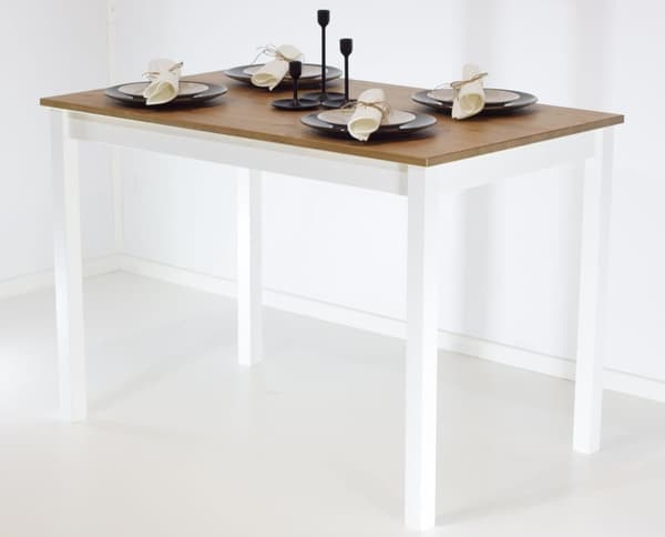 Ruokapöytä "Vesa" massiivimäntypuusta (White/Brown), 110 x 68 cm korkeus 75 cm