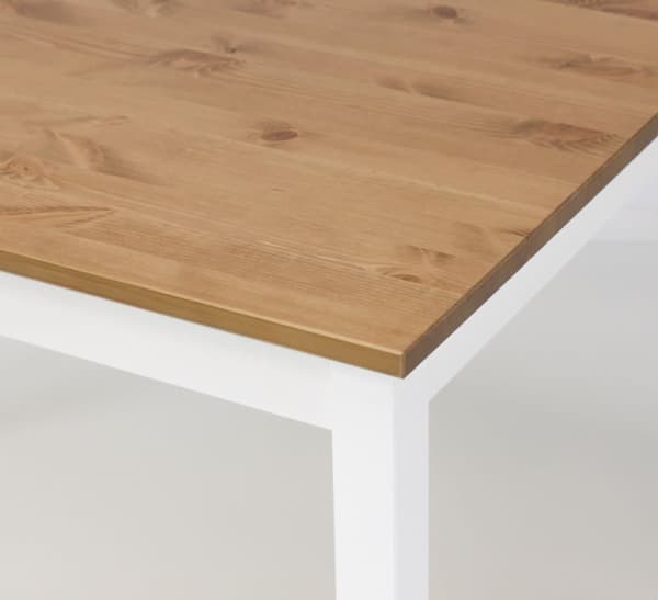 Ruokapöytä "Vesa" massiivimäntypuusta (White/Brown), 110 x 68 cm korkeus 75 cm