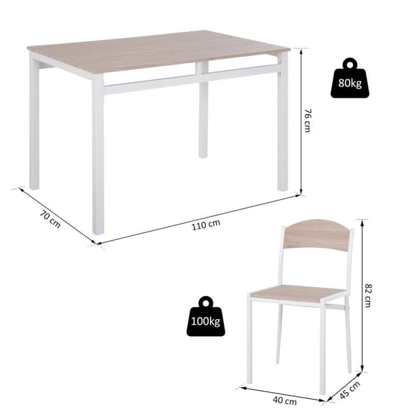 Rootz Matsalsset - 5-delat - Matbord - Matsalsstol - 1 bord - 4 stolar - MDF - Metall - Grå - Vit -