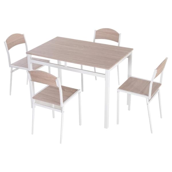Rootz Matsalsset - 5-delat - Matbord - Matsalsstol - 1 bord - 4 stolar - MDF - Metall - Grå - Vit -