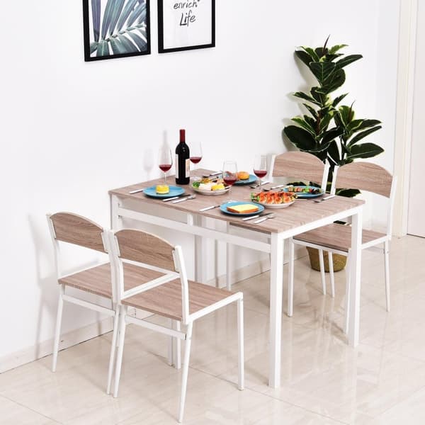 Rootz Matsalsset - 5-delat - Matbord - Matsalsstol - 1 bord - 4 stolar - MDF - Metall - Grå - Vit -