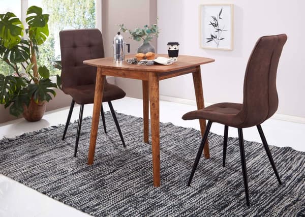 Rootz rumsmatbord Sheesham 80x78x80 cm massivt träbord - Designer köksbord trä - Massivt träbord Rustik - Matbord Massivt äkta trä Modernt