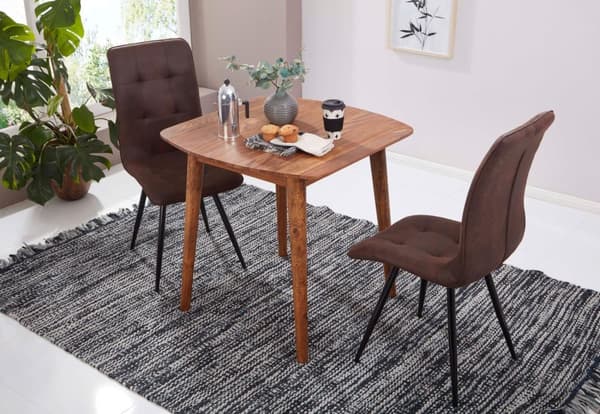 Rootz rumsmatbord Sheesham 80x78x80 cm massivt träbord - Designer köksbord trä - Massivt träbord Rustik - Matbord Massivt äkta trä Modernt